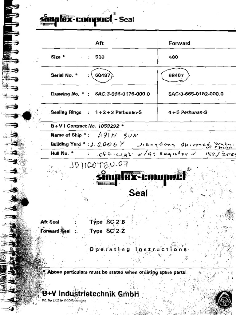 Asian Sun Stern Tube Simplex Seal Manual | PDF
