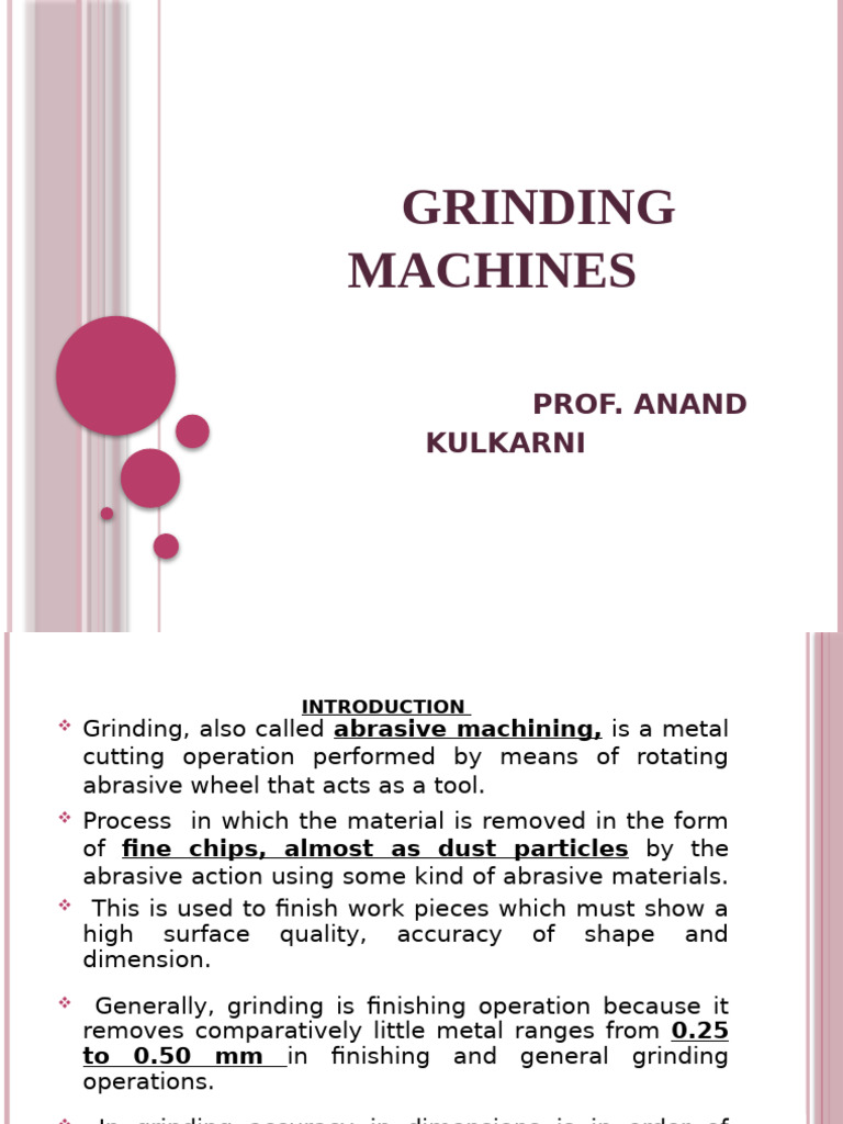 Grinding Machines Overview and Applications | PDF | Grinding (Abrasive ...