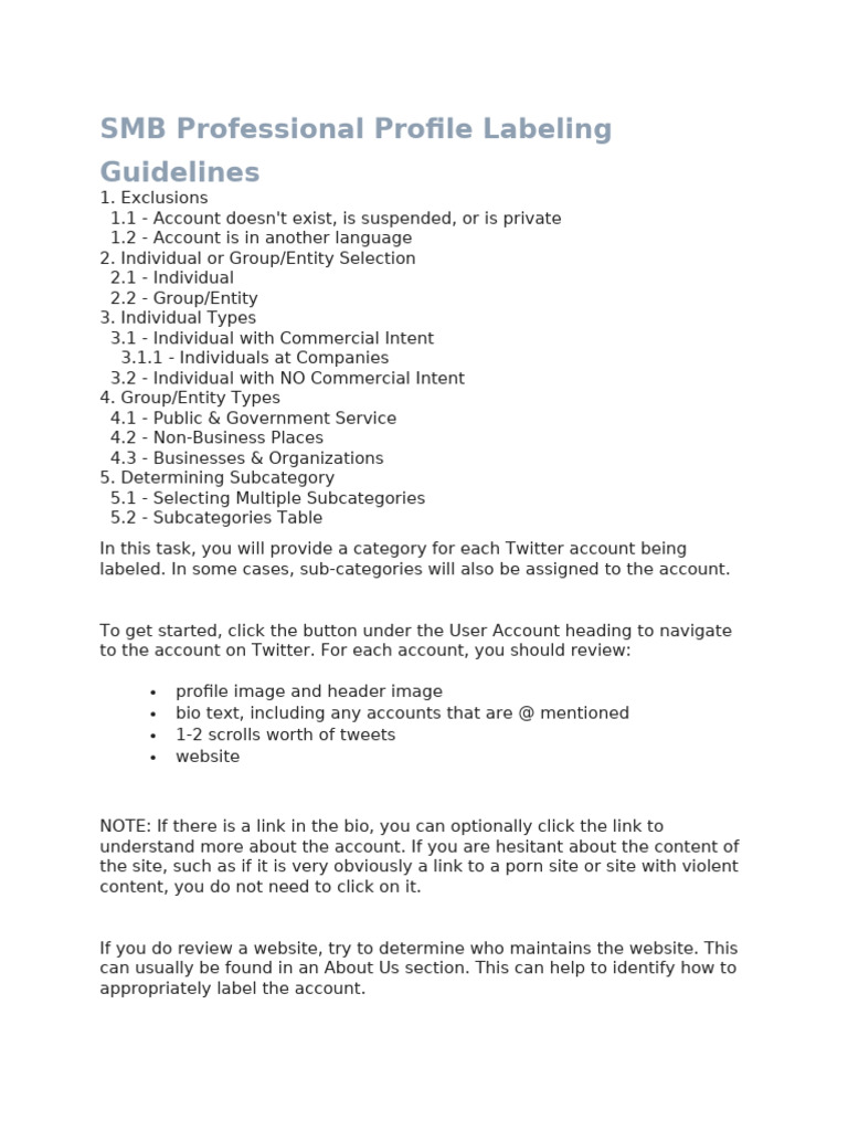 SMB Profile Labeling Guidelines | PDF