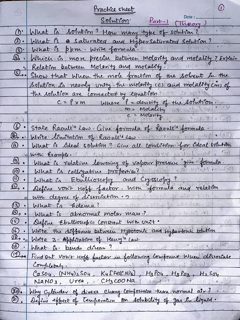 Practices Sheet Che (Solution 1) RP Asthana | PDF