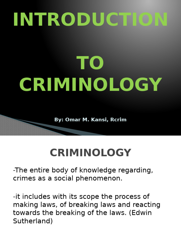 Intro To Crim Kansi | PDF | Crimes | Crime & Violence