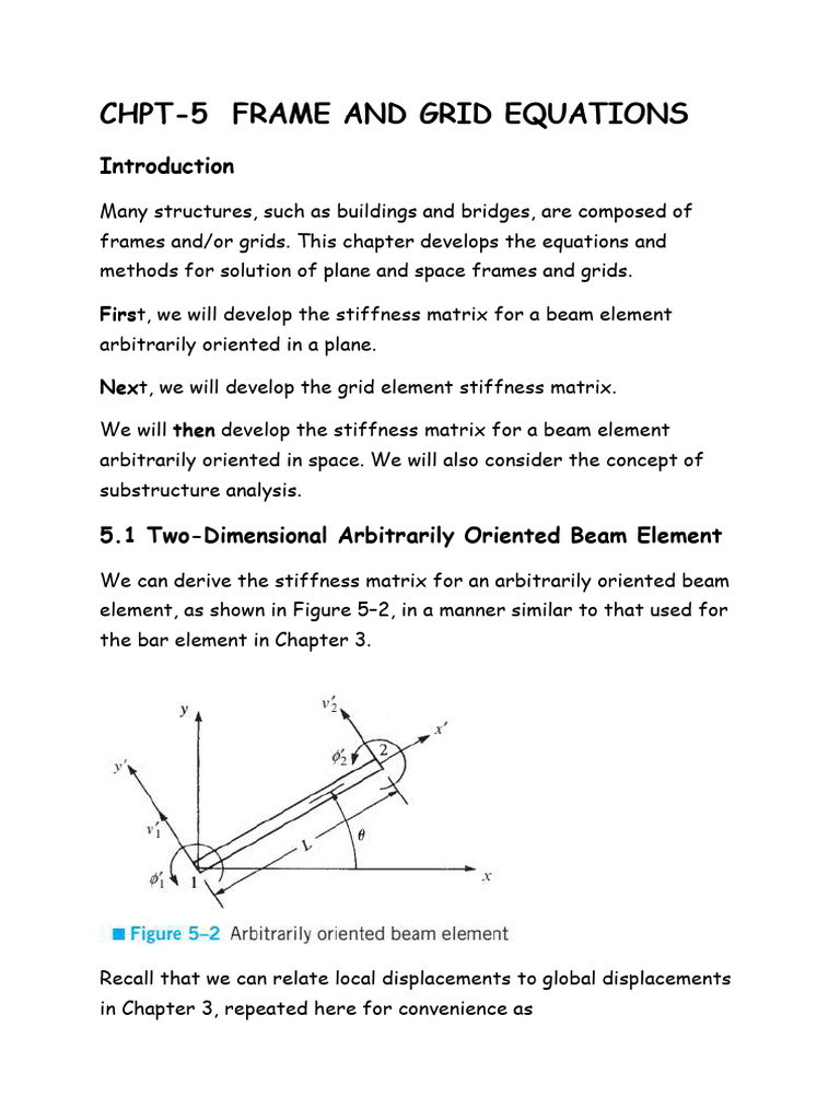 Frame and Grid Stiffness Equations | PDF | Beam (Structure) | Bending