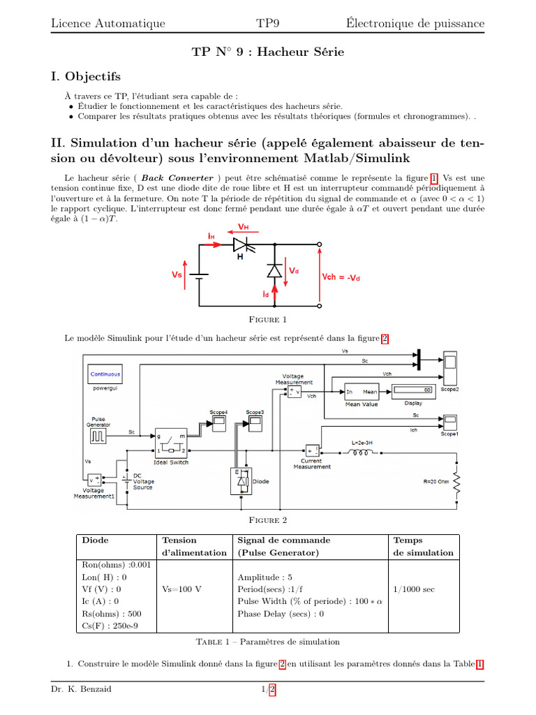 Simulation Hacheur Série avec Matlab | PDF | Électronique ...
