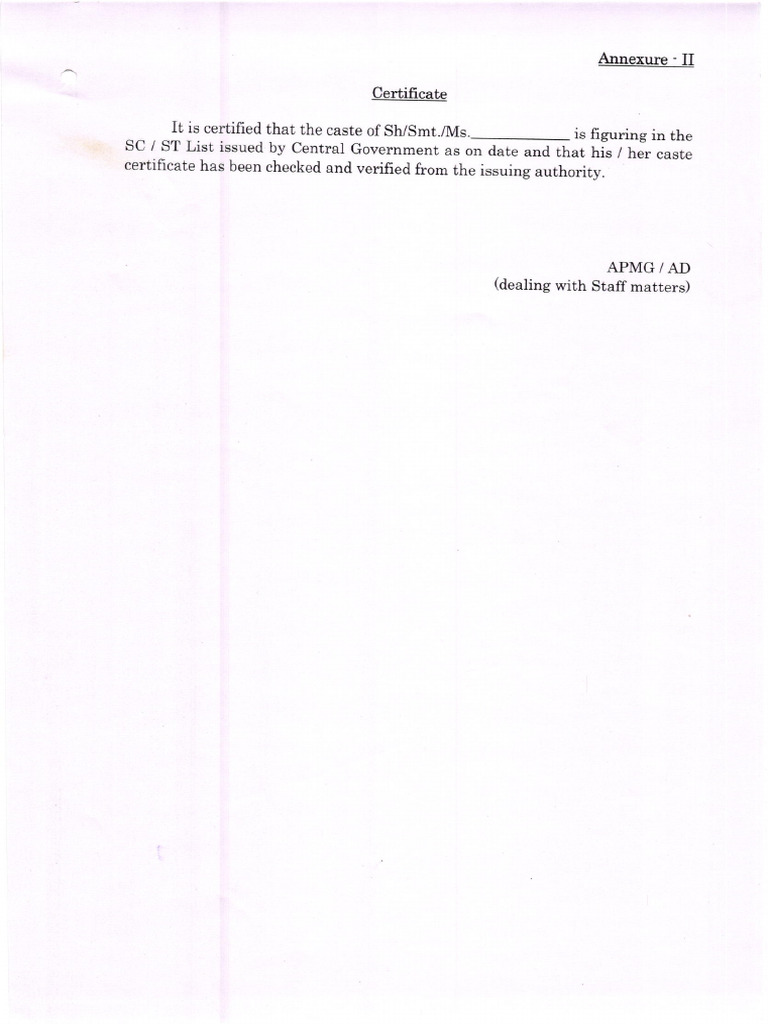 Caste Certificate Verification Document | PDF