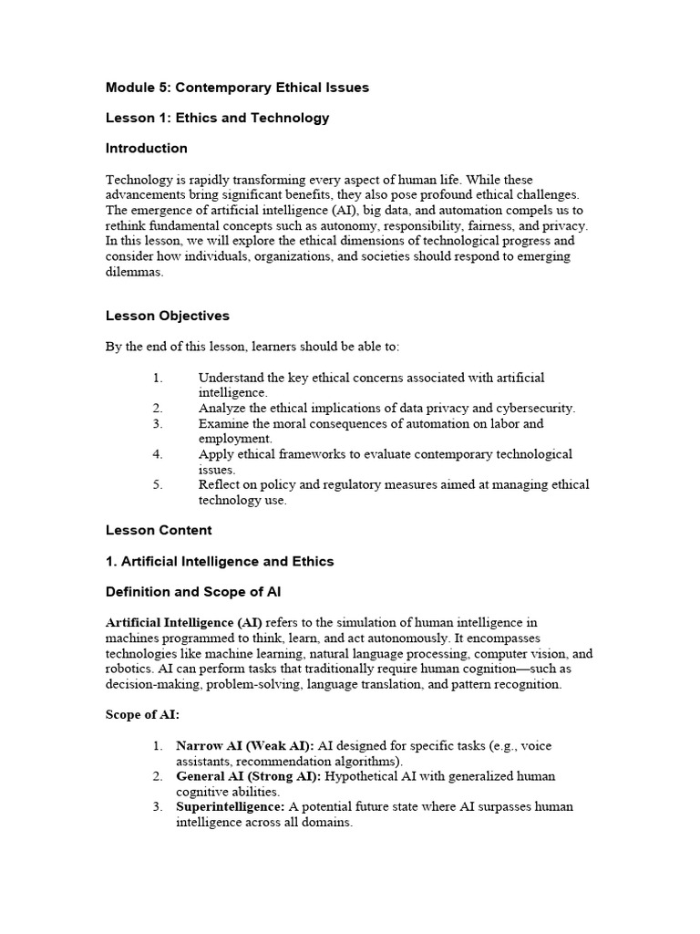Ethical Challenges in Technology Today | PDF | Intelligence (AI ...