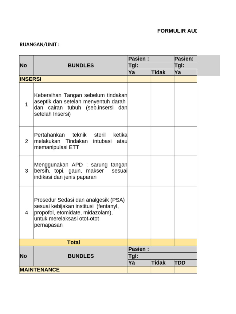 Form Audit Bundles Hais | PDF