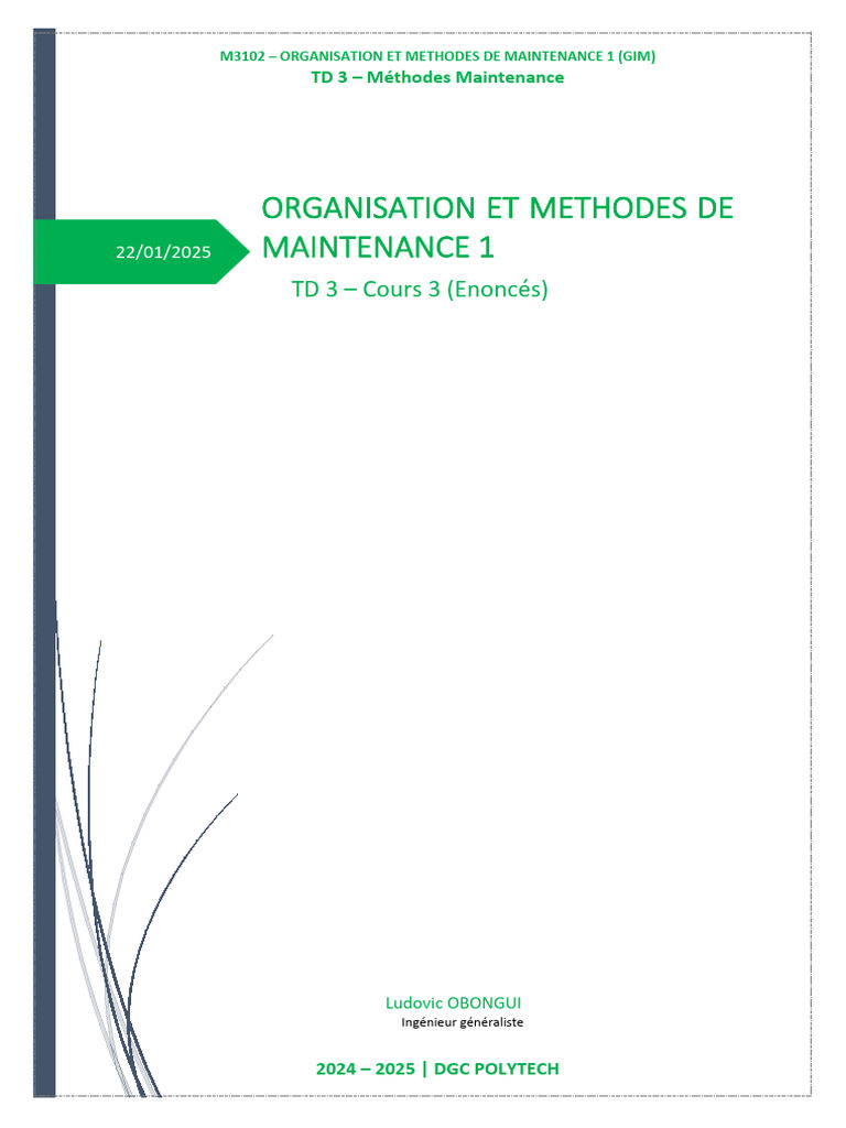 Méthodes de Maintenance : TD 3 GIM 2025 | PDF | Dépréciation