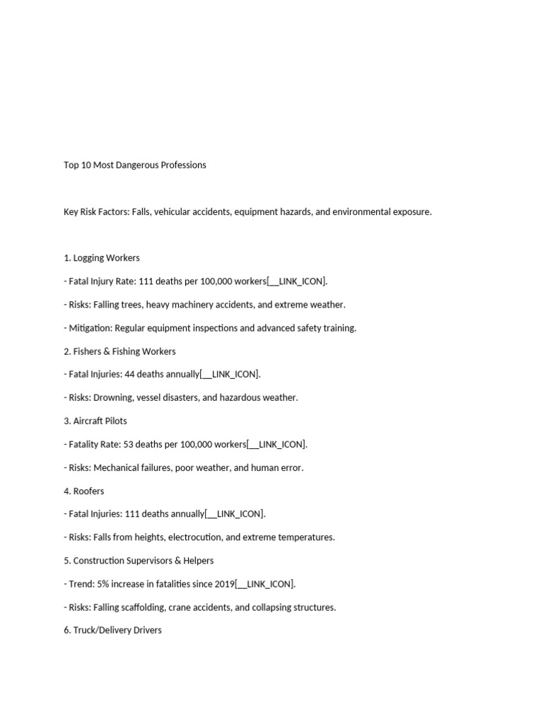 Top 10 Most Dangerous Jobs Explained | PDF | Accidents | Traffic Collision