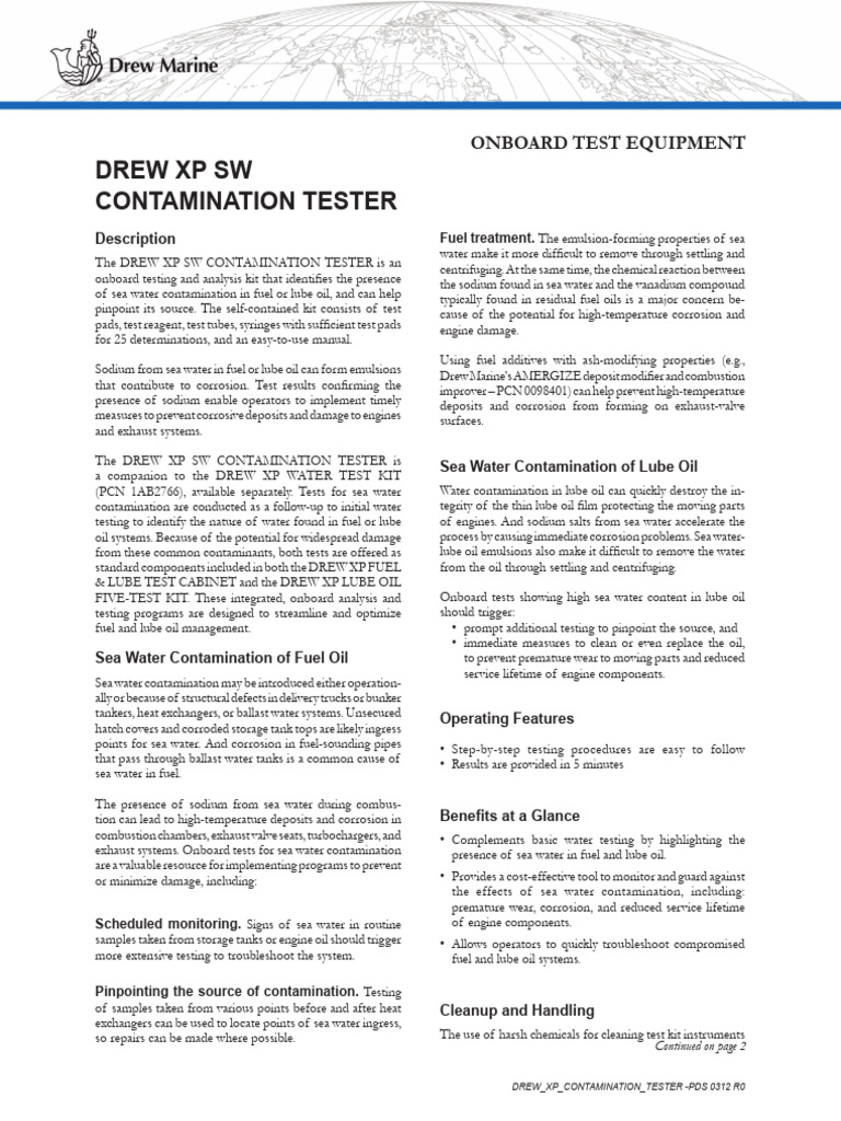 Drew XP Sea Water Test Kit Overview | PDF | Seawater | Corrosion