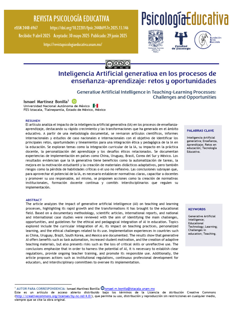 Impacto de la IA en la Educación Actual | PDF | Inteligencia artificial ...