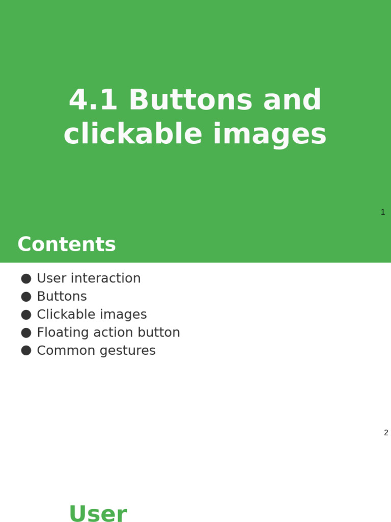 User Interaction: Buttons & Clickable Images | PDF | Android (Operating ...