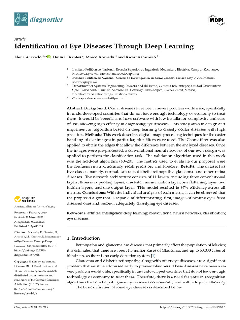 Deep Learning for Eye Disease Detection | PDF | Vision
