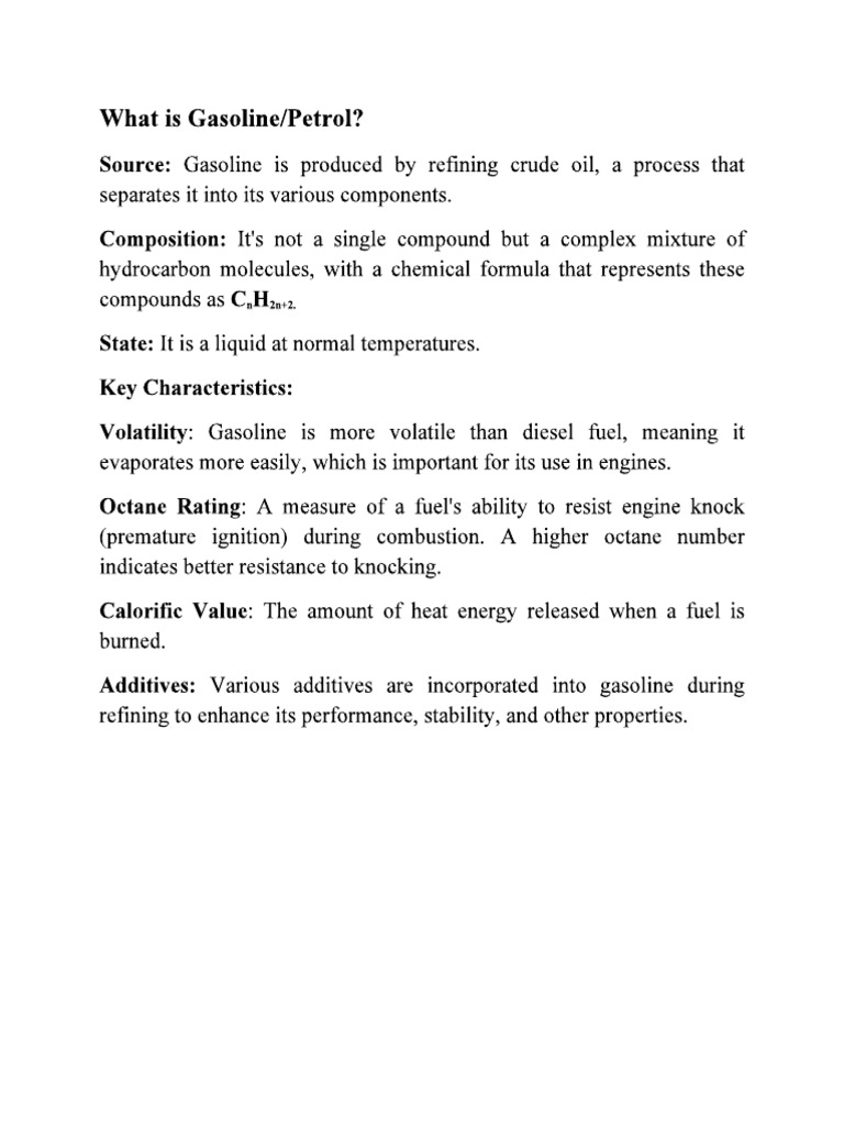 Gasoline Petrol | PDF