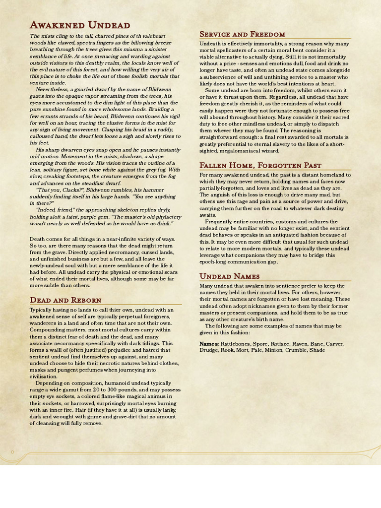 Traits of Awakened Undead Characters | PDF | Ghosts