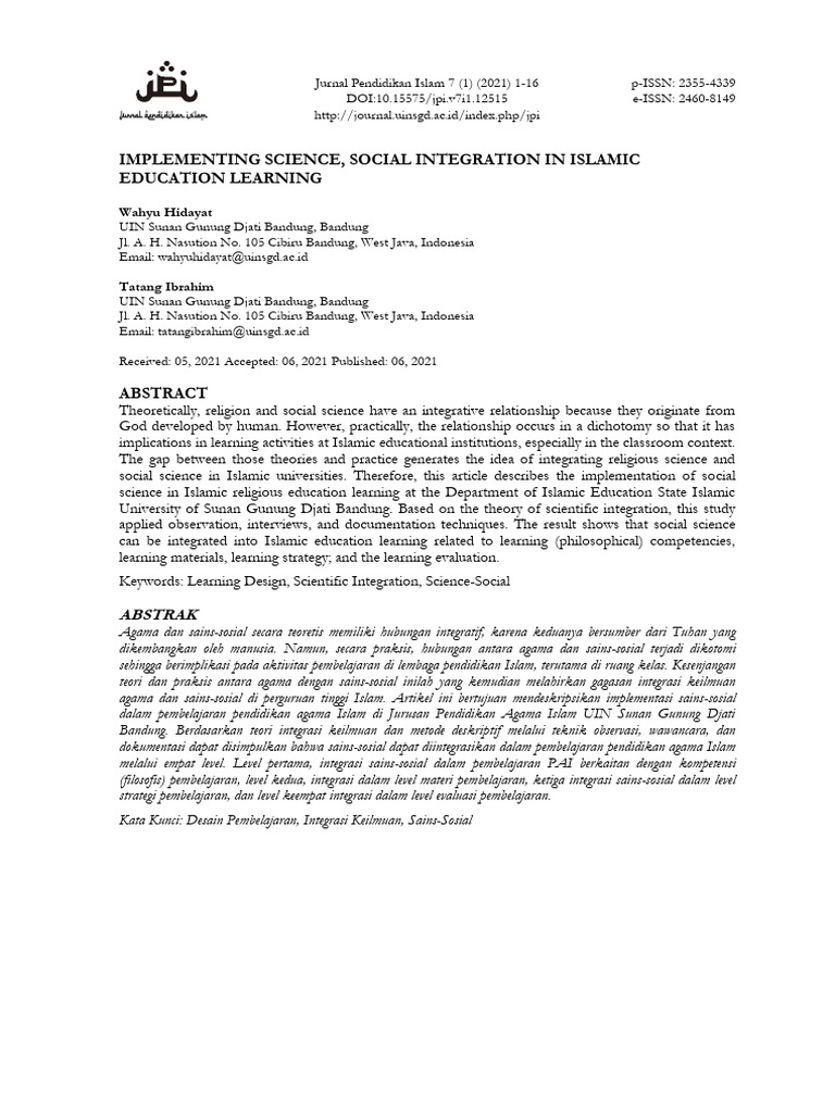 Integrating Science in Islamic Education | PDF | Science | Epistemology