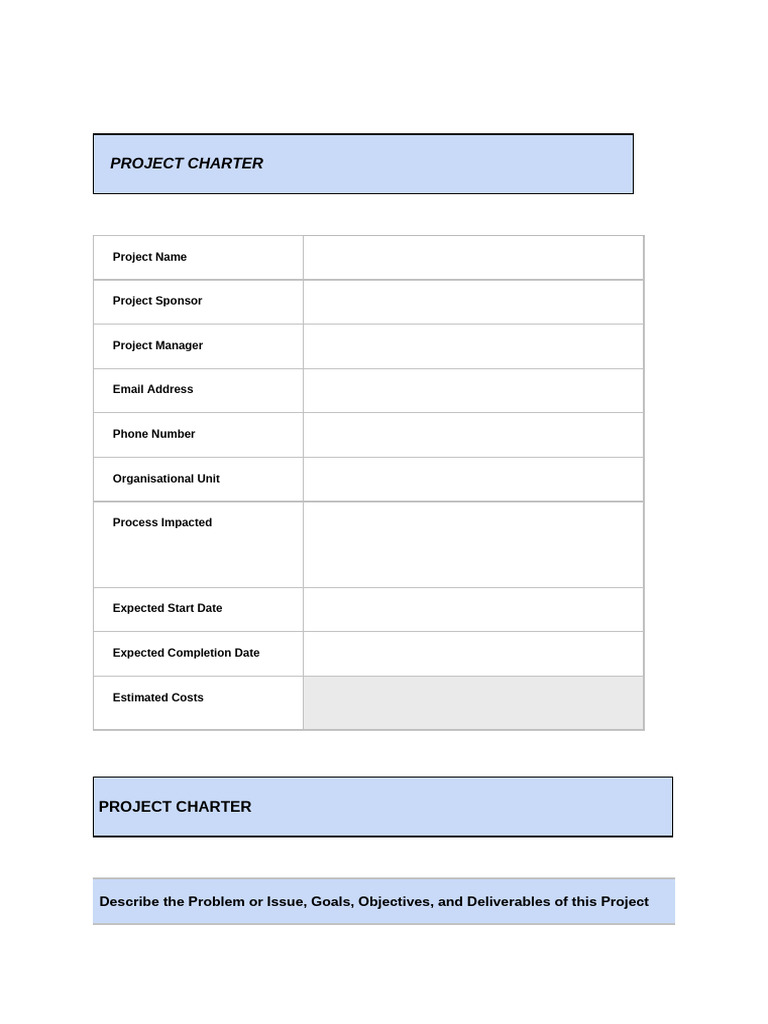 Template Project Charter | PDF