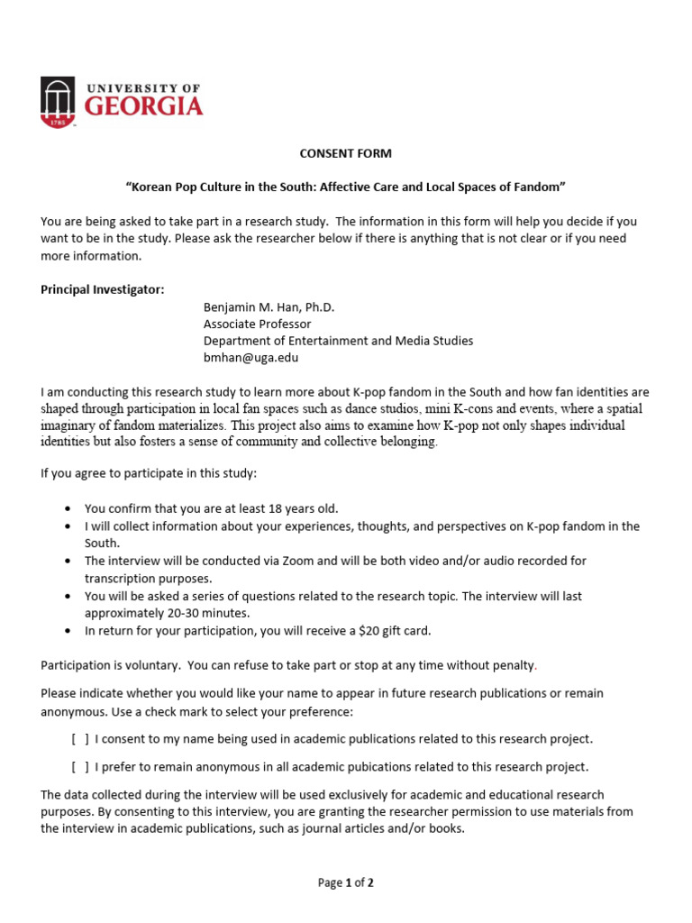 K-Pop Fandom Research Consent Form | PDF