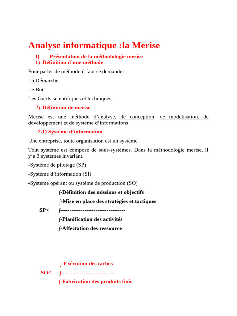 Méthodologie Merise : Analyse et Conception | PDF | Serveur ...
