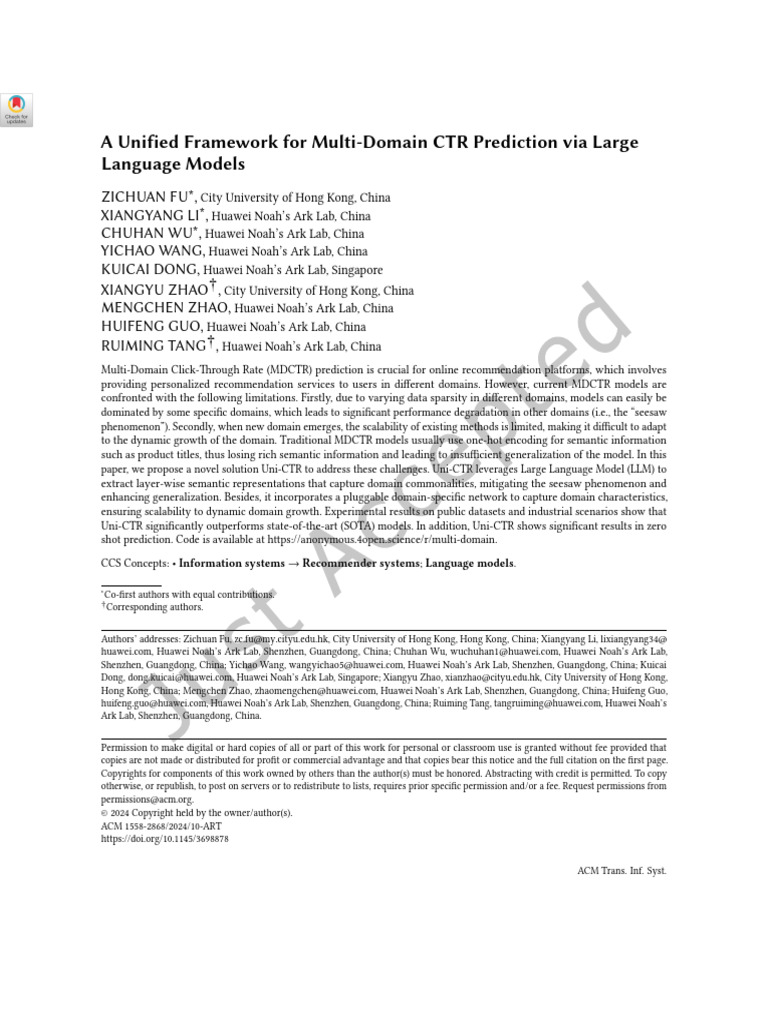 A Unified Framework For Multi-Domain CTR Prediction Via Large Language ...