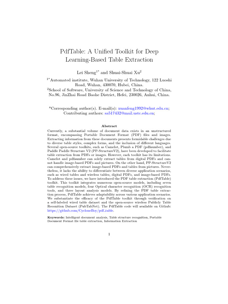 PdfTable: Deep Learning Table Extraction | PDF | Optical Character ...