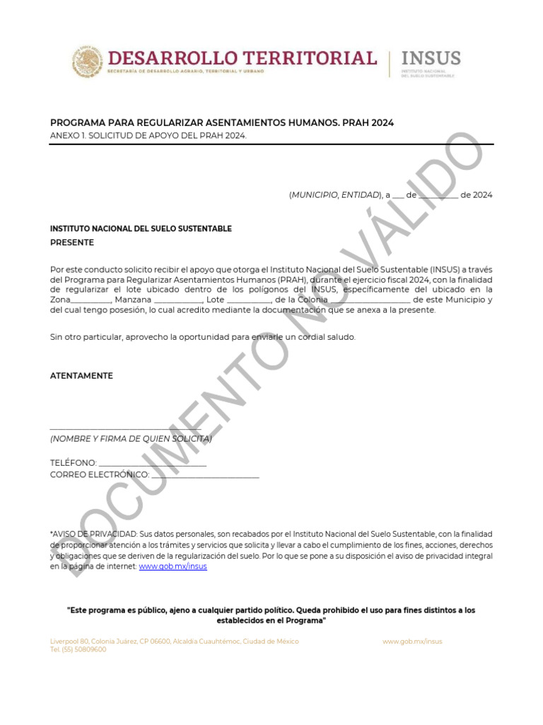Solicitud de Apoyo PRAH 2024 | PDF