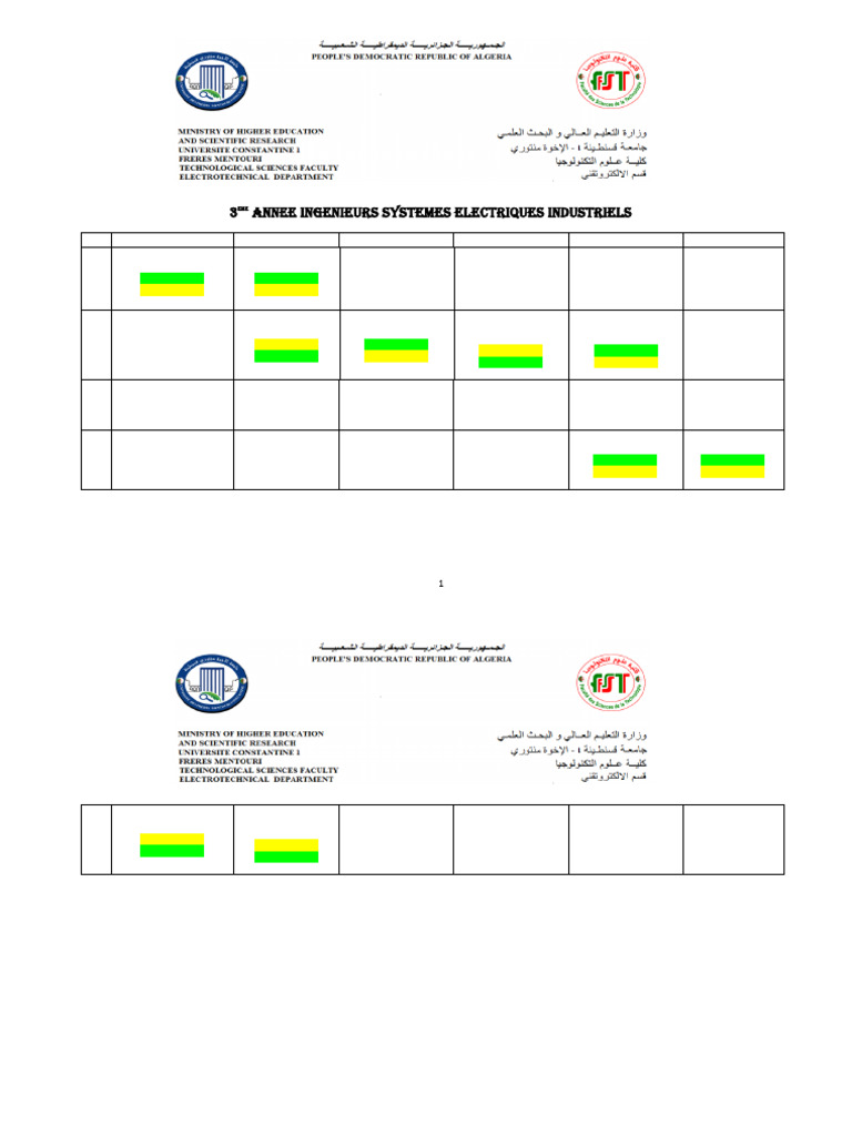 Emploi du temps 1er semestre 2025/2026 | PDF