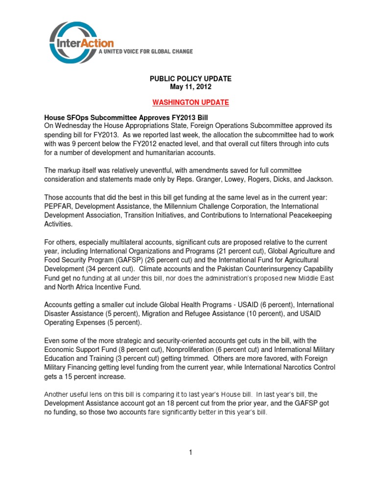 Public Policy Update 5-11-2012 | PDF | Aids | United States Agency For ...