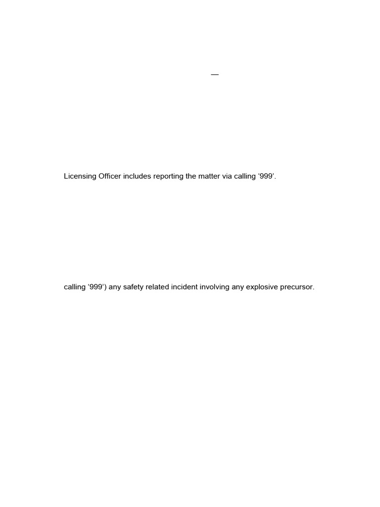 Licensing Conditions for Explosive Precursor Storage | PDF | License