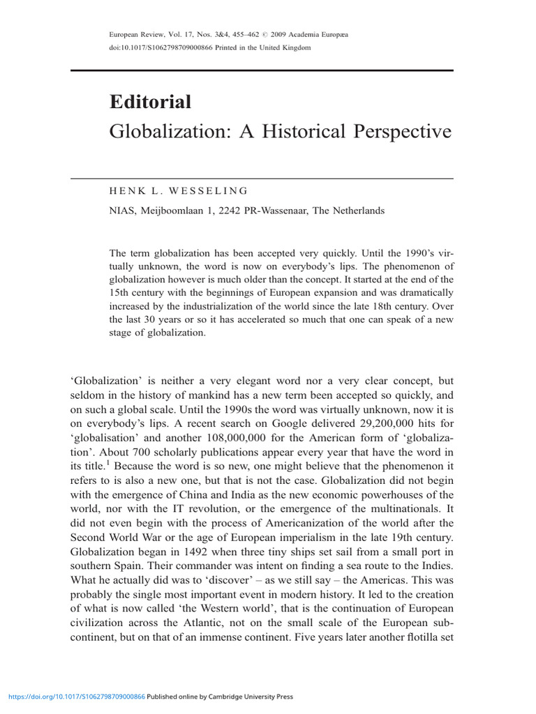 Historical Roots of Globalization | PDF | World Systems Theory ...