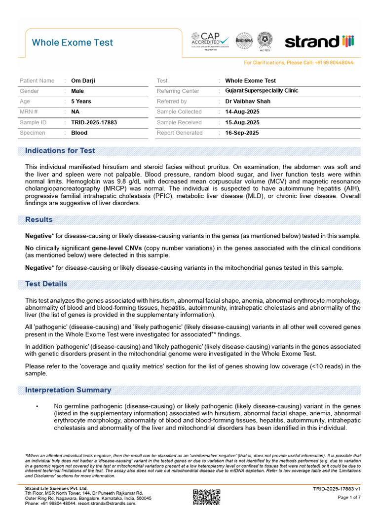 Whole Exome Test Results for Liver Disorders | PDF | Dna Sequencing ...