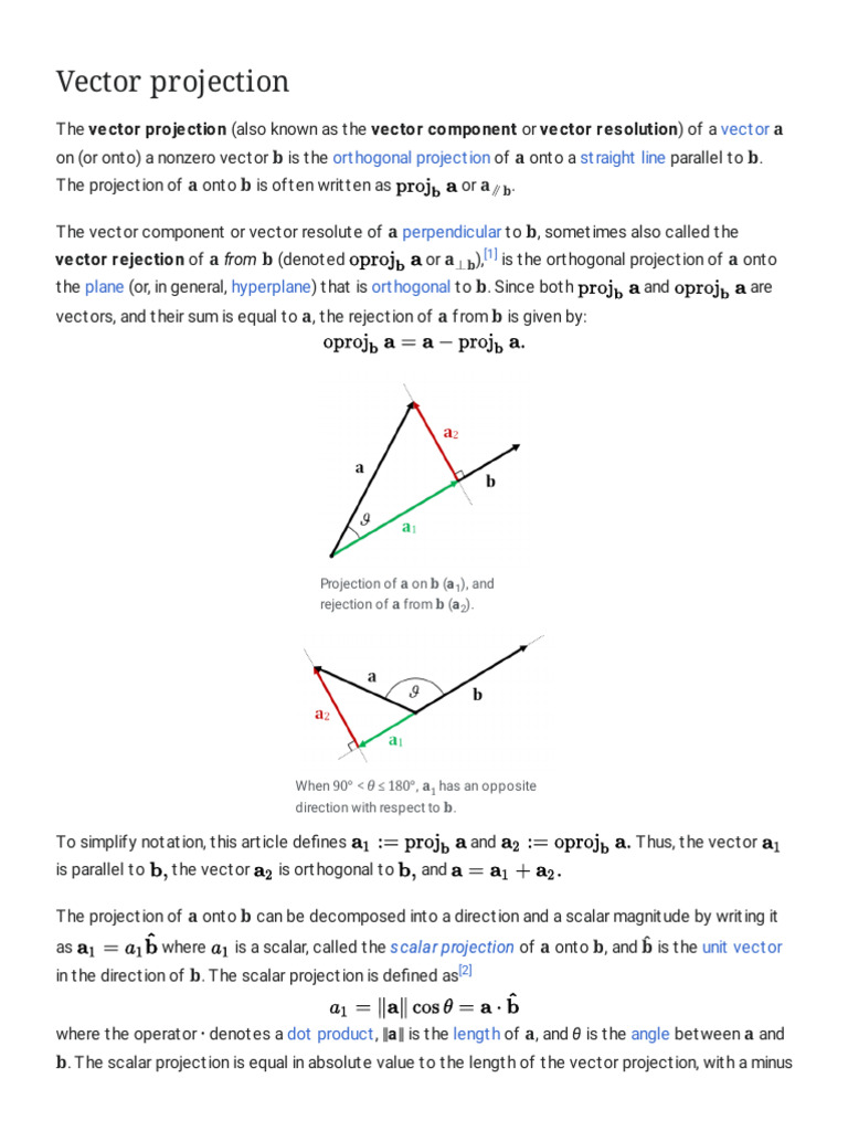 Vector Projection and Rejection Explained | PDF | Mathematical Analysis ...