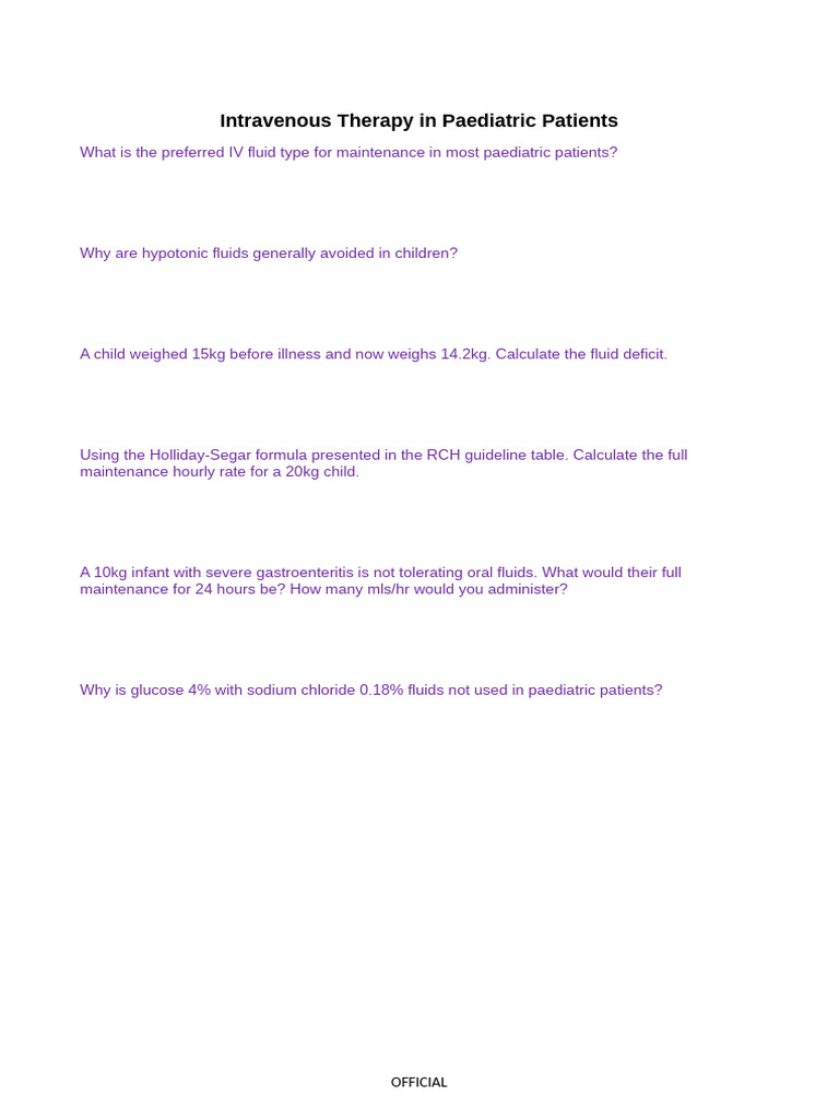 Pediatric IV Therapy Guidelines | PDF