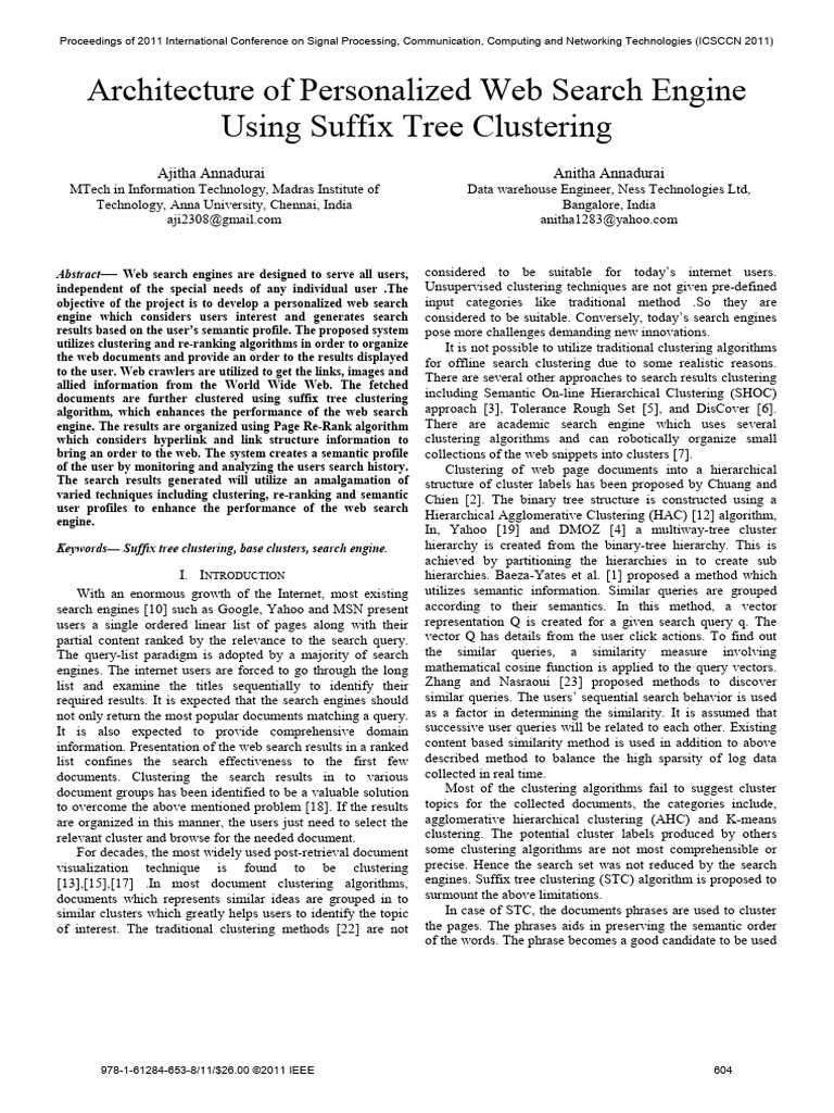 Architecture of Personalized Web Search Engine | PDF | Cluster Analysis ...