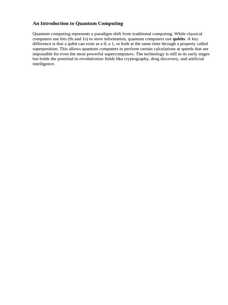 Introduction to Quantum Computing Basics | PDF