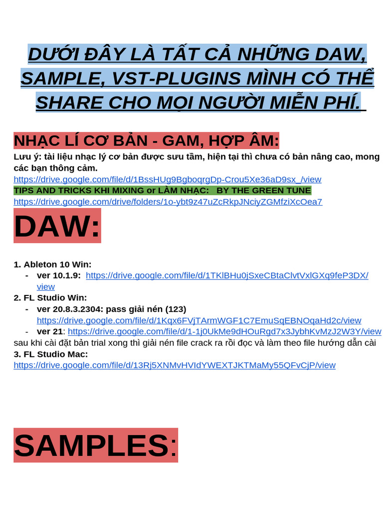 Free DAWs and Sample Packs Collection | PDF | Popular Music | Musicology