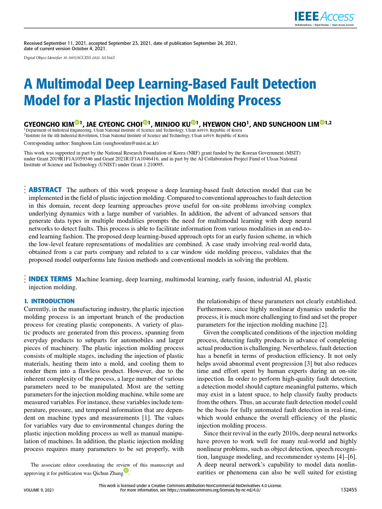 A Multimodal Deep Learning-Based Fault Detection Model For A Plastic ...