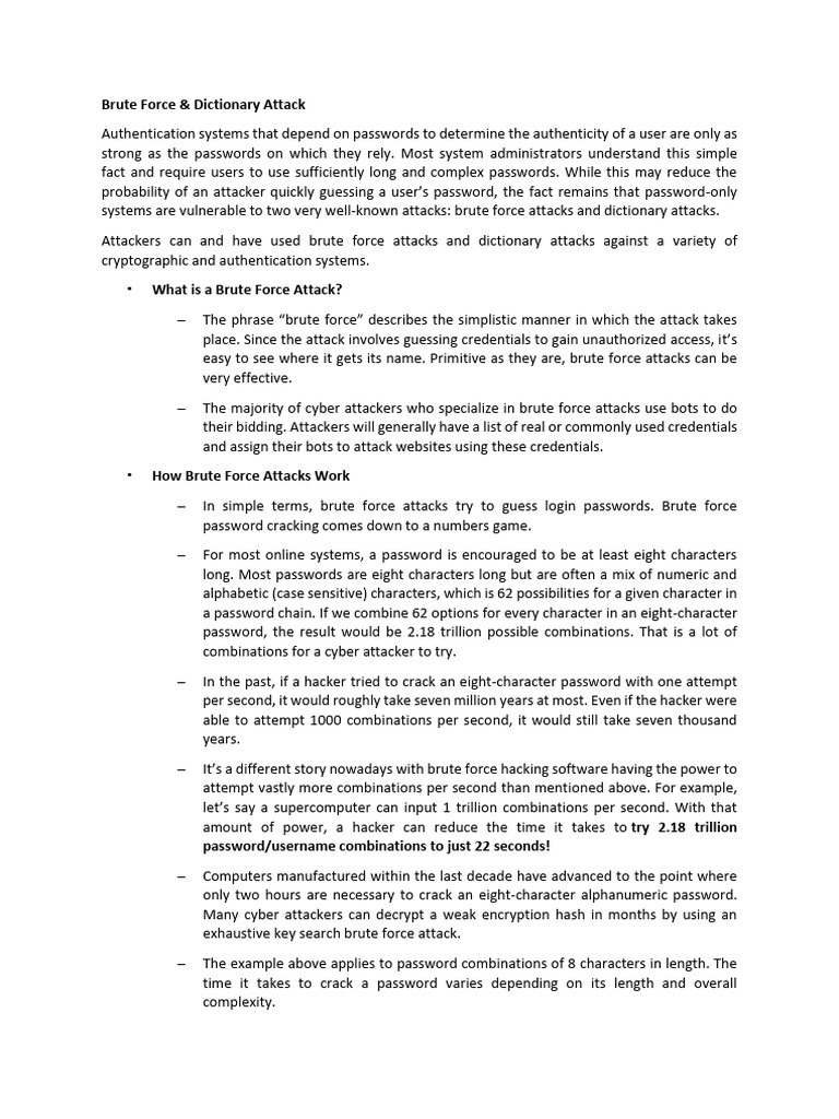 Cyber Attack Part 2 - Brute Force Attack | PDF | Password | Encryption