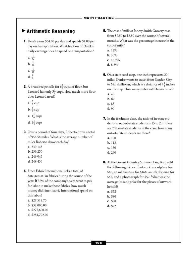 Arithmetic Reasoning Practice Questions | PDF