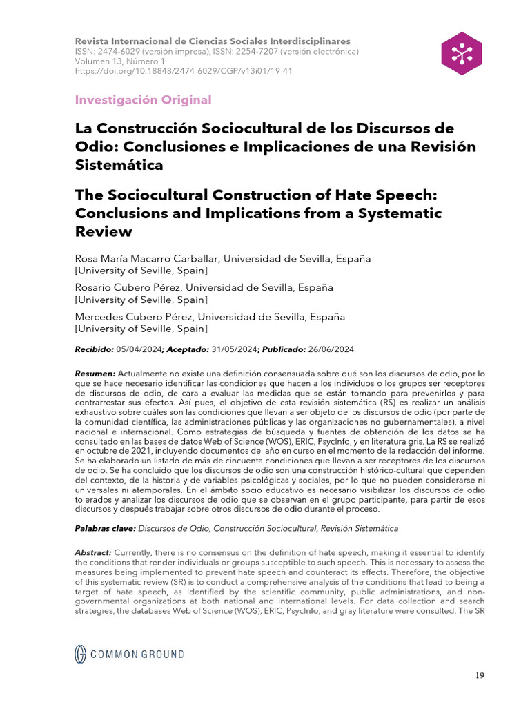 La Construccion Sociocultural de Los Discursos de Odio Conclusiones e ...