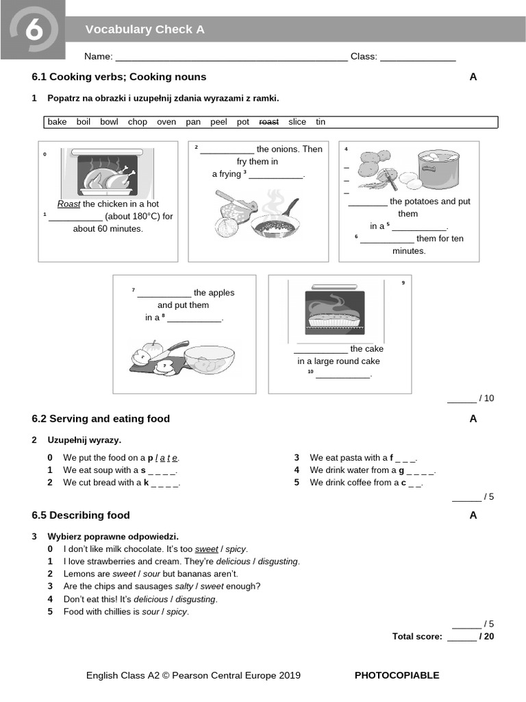 Cooking Vocabulary Quiz for A2 Level | PDF | French Fries | Food And ...