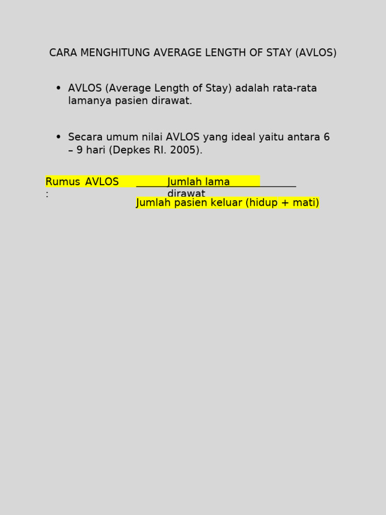 Rumus Menghitung AVLOS Pasien | PDF