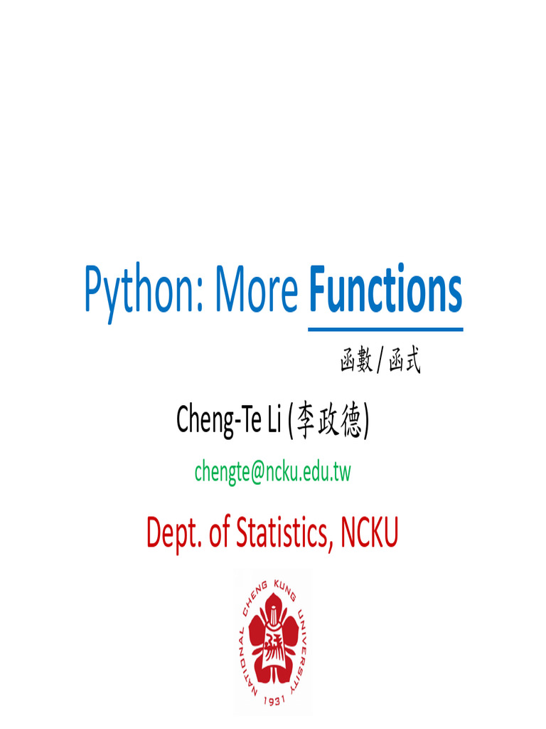 Advanced Python Functions Overview | PDF | Parameter (Computer ...