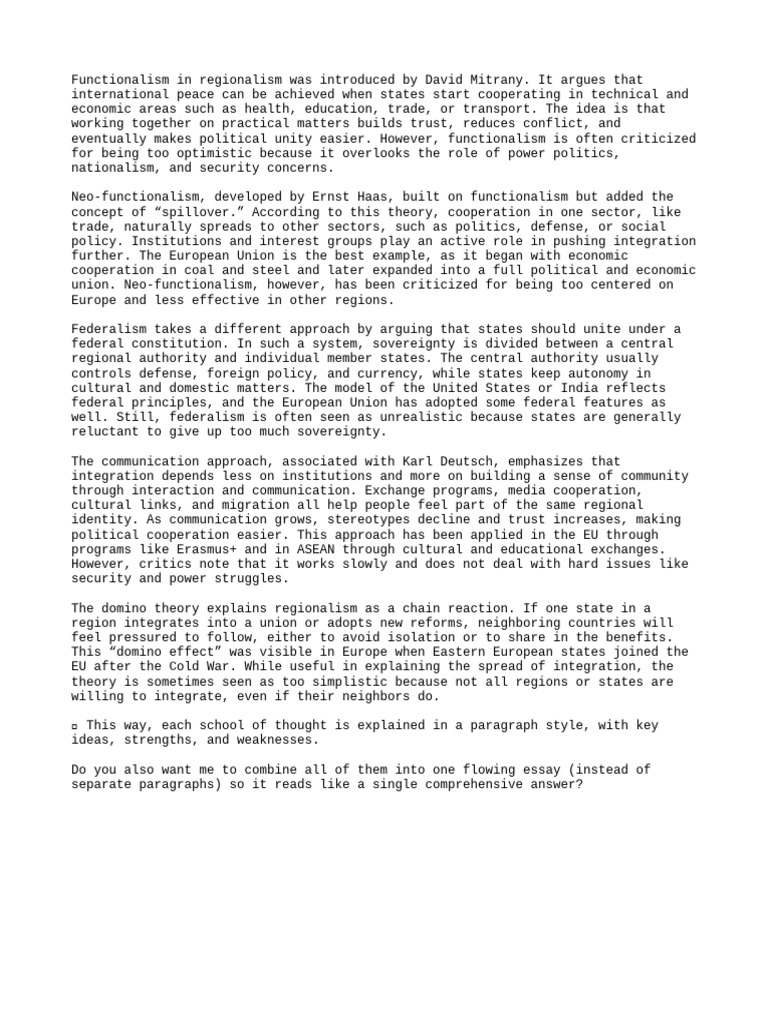 Theories of Regionalism Explained | PDF | Federalism | European Union