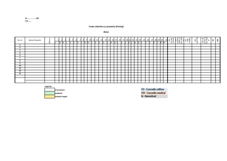 Model Pontaj | PDF