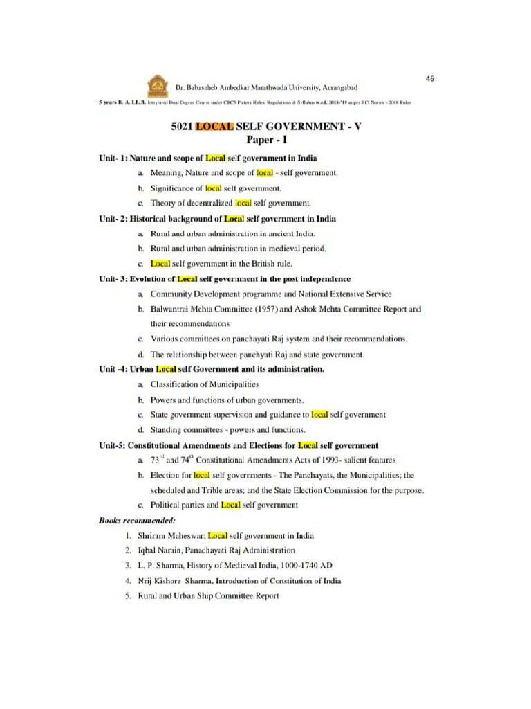 Local Self Government in India: Overview | PDF | Voting | Elections