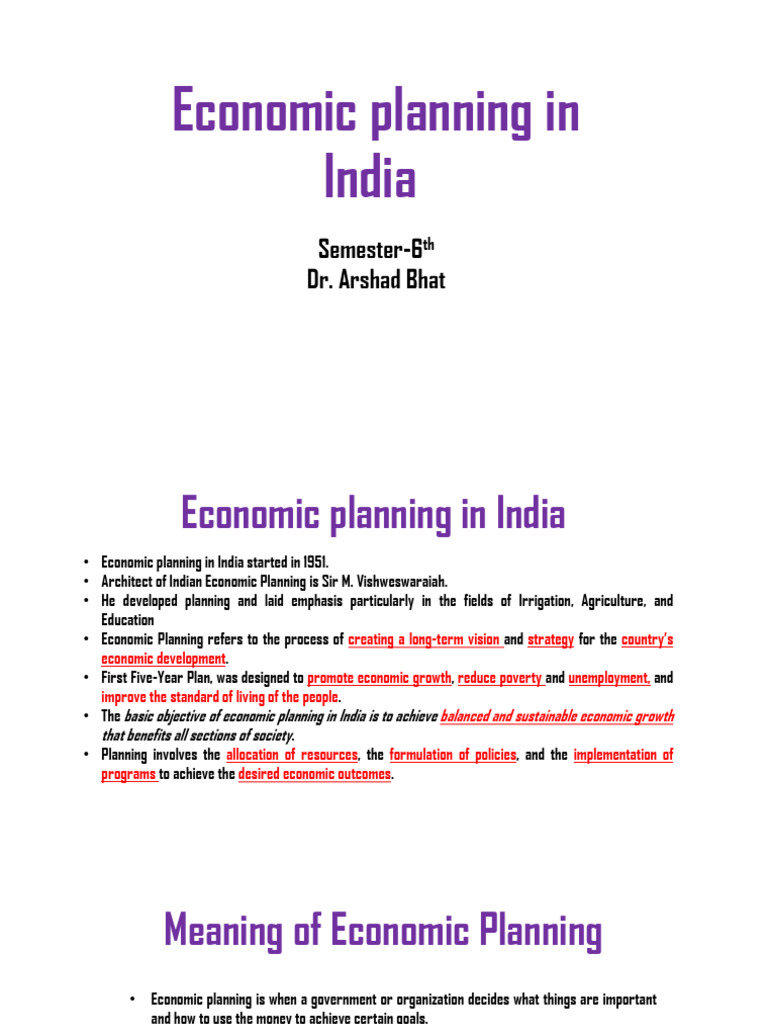 Economic Planning in India Overview | PDF | Economic Planning | Policy