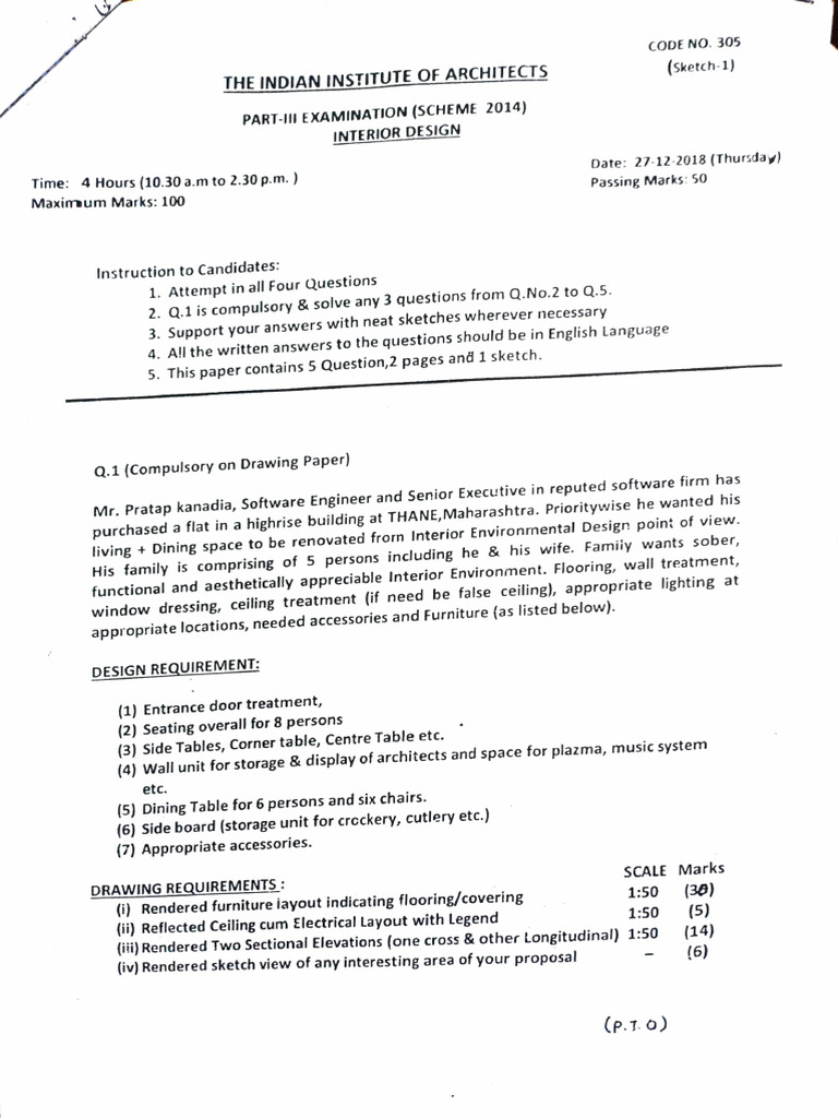 Interior Design Examination Paper 2014 | PDF | Interior Design | Lighting