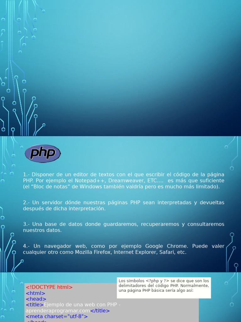 Introducción a PHP: Variables y Condicionales | PDF | HTML | Php