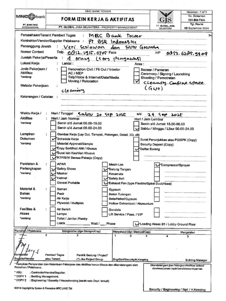 Form Ijin Kerja GWT & RWT | PDF