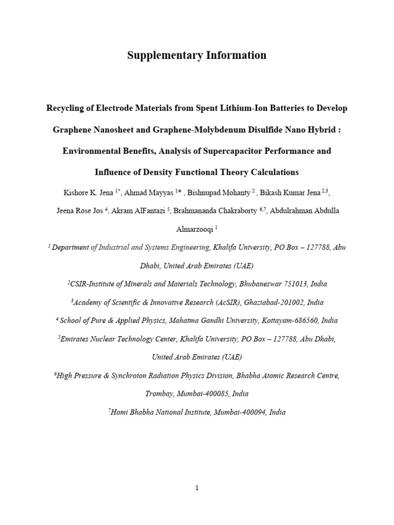 Recycling Lithium-Ion Battery Graphite | PDF | Graphene | Lithium Ion ...